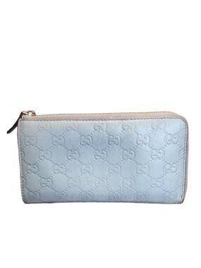 GUCCI GUCCISSIMA ZIP BLUE WALLET